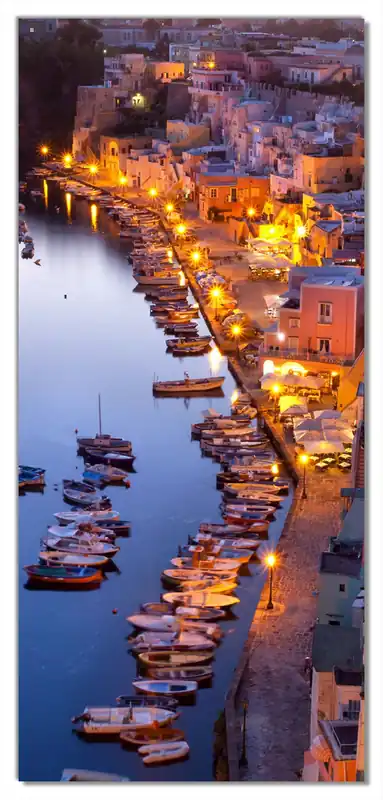 Solange Der Vorrat Reicht Selbstklebende Türtapete Hafen bei Nacht - Italien hell erleuchtet selbstklebende Folie mit Schutzlaminat, 100 x 220 cm