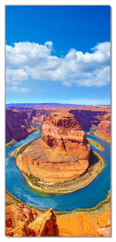 Sichere Zahlung Selbstklebende Türtapete Hufeisenförmiger Mäander des Colorado River selbstklebende Folie mit Schutzlaminat, 100 x 220 cm