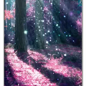 Bestseller Selbstklebende Türtapete Fantasie im Wald - Pinke Blumen in der Sonne selbstklebende Folie mit Schutzlaminat, 100 x 220 cm