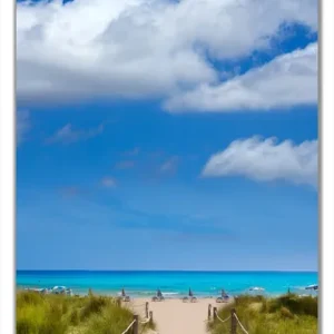 Finale Aktion Selbstklebende Türtapete Sandweg zum blauen Meer mit blauem Himmel selbstklebende Folie mit Schutzlaminat, 93 x 205 cm