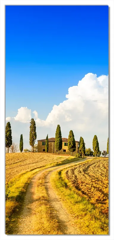 Neu Selbstklebende Türtapete Italien - Toskana unter blauem Himmel einsame Farm selbstklebende Folie mit Schutzlaminat, 100 x 220 cm