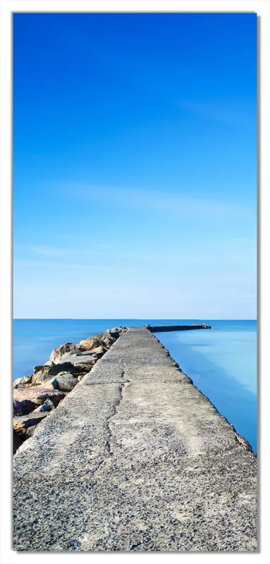 Finale Aktion Selbstklebende Türtapete Pier am blauen Ozean mit blauem Himmel selbstklebende Folie, 93 x 205 cm