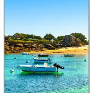 Kracherpreis Selbstklebende Türtapete Französische Bucht mit klarem Wasser und Booten selbstklebende Folie, 93 x 205 cm