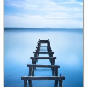 Selbstklebende Türtapete Rustikaler Holzsteg im blauen See selbstklebende Folie mit Schutzlaminat, 100 x 220 cm Heißes Angebot