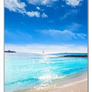 Highlight Selbstklebende Türtapete Traumstrand unter blauem Himmel selbstklebende Folie, 100 x 220 cm