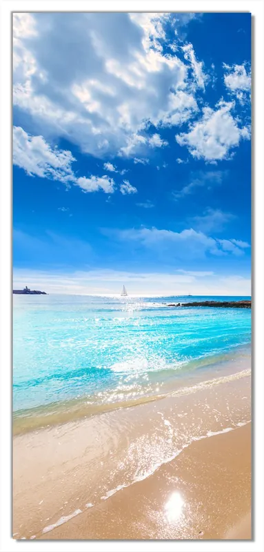 Direkt Vom Hersteller Selbstklebende Türtapete Traumstrand unter blauem Himmel selbstklebende Folie mit Schutzlaminat, 93 x 205 cm