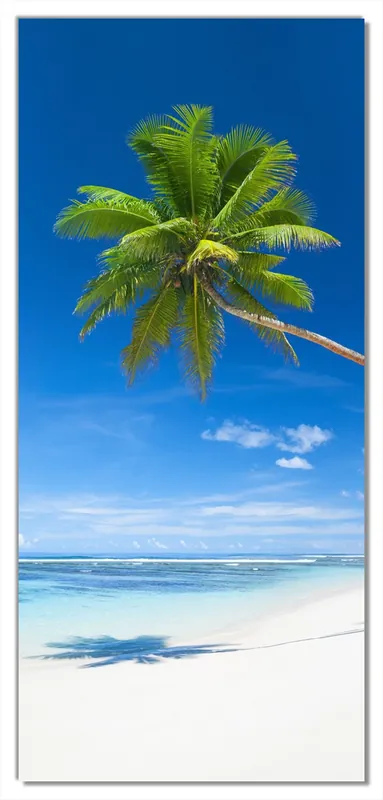 Beliebt Selbstklebende Türtapete Weißer Sandstrand am Meer - Ein Traum unter Palmen selbstklebende Folie mit Schutzlaminat, 93 x 205 cm