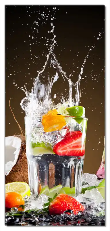 Selbstklebende Türtapete Tropische Früchte in einem erfrischenden Drink selbstklebende Folie mit Schutzlaminat, 100 x 220 cm Kostenfreie Lieferung