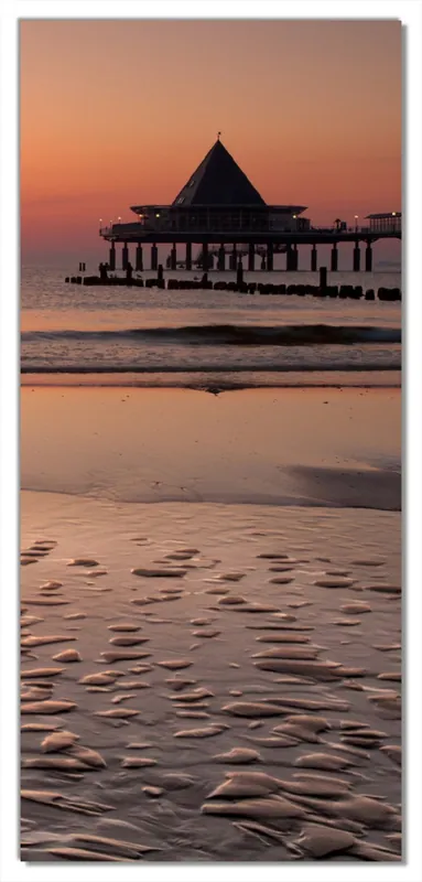 Expressversand Selbstklebende Türtapete Strand am Abend - Seebrücke am Ostseebad Heringsdorf selbstklebende Folie, 100 x 220 cm
