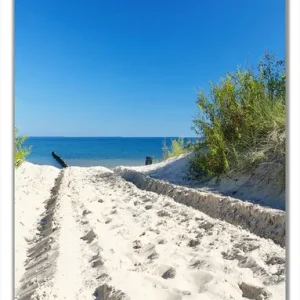 Aktuell Selbstklebende Türtapete Auf dem Sandweg zum Strand - Blauer Himmel über dem Meer selbstklebende Folie mit Schutzlaminat, 93 x 205 cm