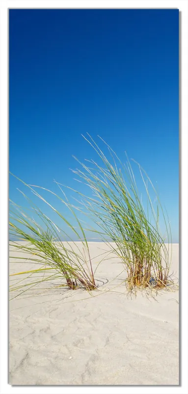 Geprüft Selbstklebende Türtapete Sandstrand unter blauem Himmel selbstklebende Folie mit Schutzlaminat, 93 x 205 cm