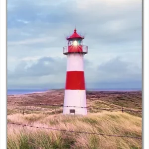 Super-Preis Selbstklebende Türtapete Leuchtturm am Strand von Sylt selbstklebende Folie mit Schutzlaminat, 93 x 205 cm