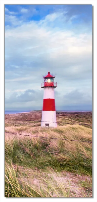Super-Preis Selbstklebende Türtapete Leuchtturm am Strand von Sylt selbstklebende Folie mit Schutzlaminat, 93 x 205 cm