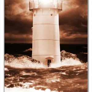 Heißes Angebot Selbstklebende Türtapete Abstrakter Leuchtturm im Wasser bei stürmischer See selbstklebende Folie mit Schutzlaminat, 93 x 205 cm