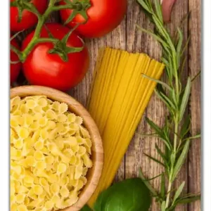 Selbstklebende Türtapete Spaghetti mit Tomaten, Knoblauch und Basilikum selbstklebende Folie mit Schutzlaminat, 100 x 220 cm Must-Have