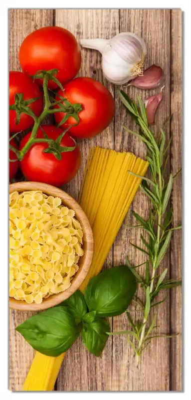 Selbstklebende Türtapete Spaghetti mit Tomaten, Knoblauch und Basilikum selbstklebende Folie mit Schutzlaminat, 100 x 220 cm Must-Have