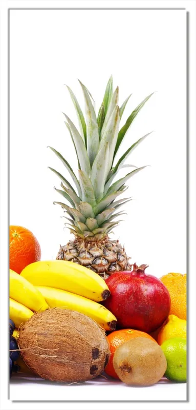 Billig Selbstklebende Türtapete Gemischtes Obst aus aller Welt - Exotische Obstsammlung selbstklebende Folie, 93 x 205 cm