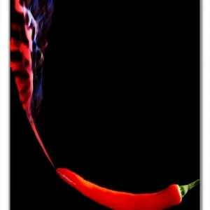 Geprüft Selbstklebende Türtapete Rauchende Chili-Schote an einer Gabel selbstklebende Folie mit Schutzlaminat, 93 x 205 cm