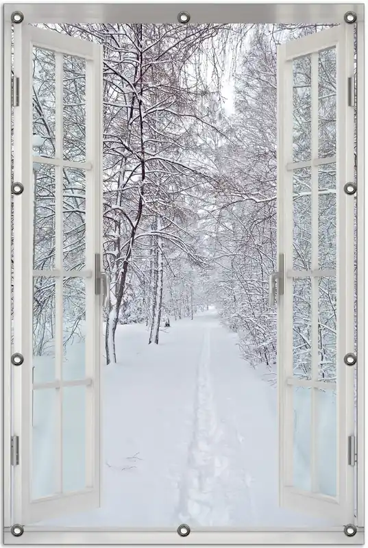 Angebot Gartenposter Verschneiter Spazierweg 100 x 150 cm