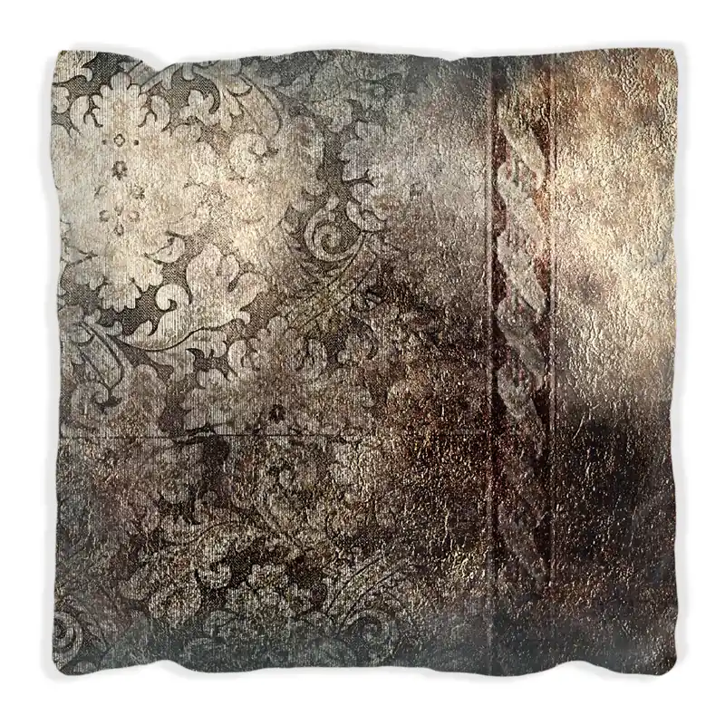 Markenware Kissen Schnörkelmuster in dunkelbraun 30 x 30 cm, weiß
