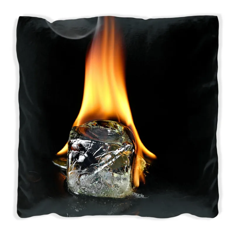 Knallerangebot Kissen Brennender Eiswürfel 40 x 40 cm, schwarz