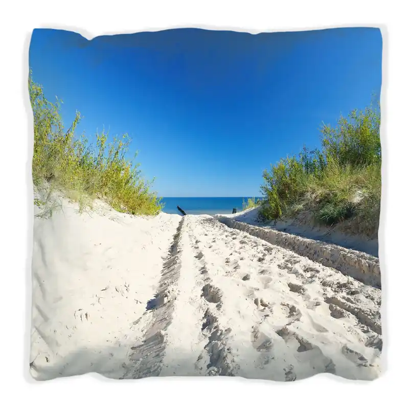 Neu Kissen Auf dem Sandweg zum Strand - Blauer Himmel über dem Meer 60 x 60 cm, Foto