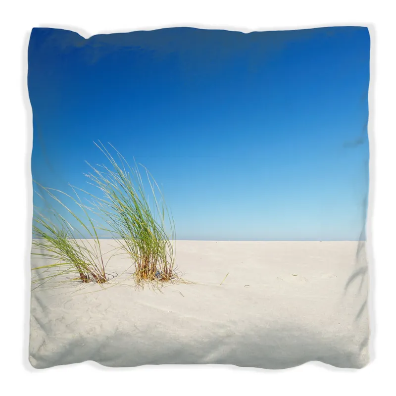 Angebot Kissen Sandstrand unter blauem Himmel 60 x 60 cm, schwarz