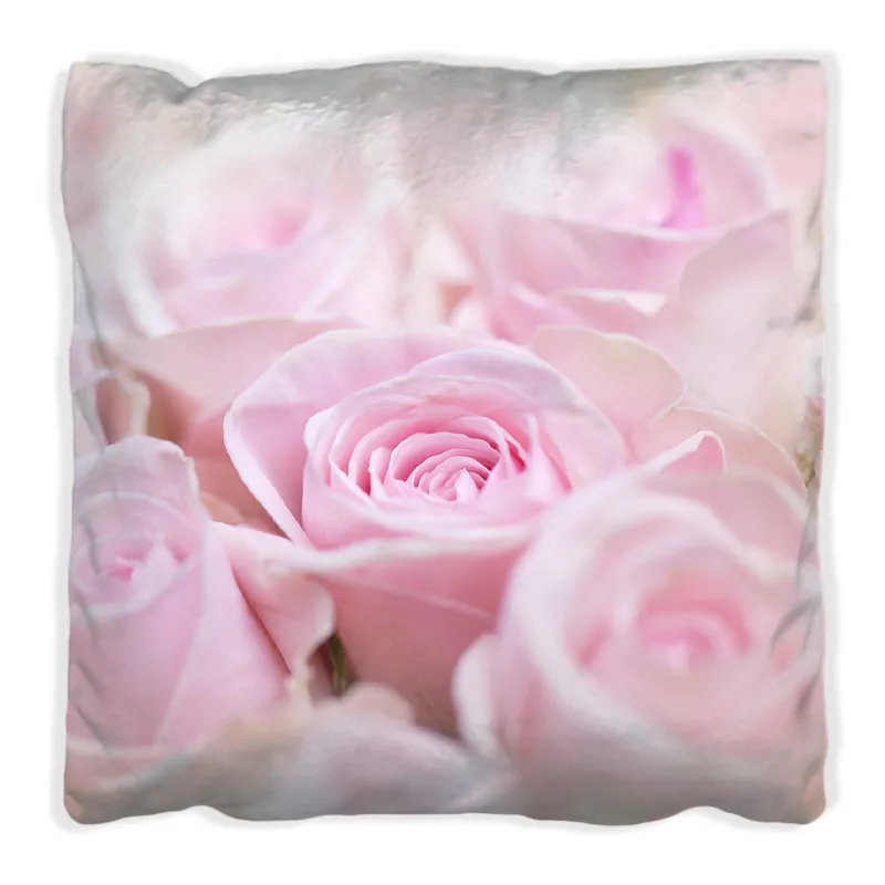 Angebot Kissen Rosafarbene Rosenblüten im Strauß 30 x 30 cm, weiß