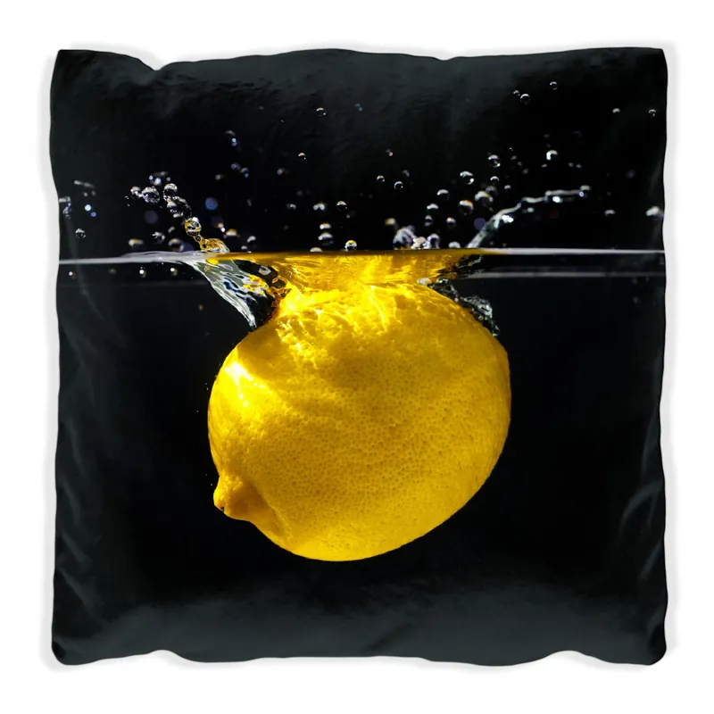 Kissen Zitrone im Wasser - Frisches Obst für die Küche 60 x 60 cm, weiß Bestpreis
