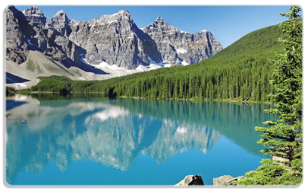 Echt Frühstücksbrettchen Tiefblauer See mit Bergpanorama und Wäldern Kanada 1 Stück