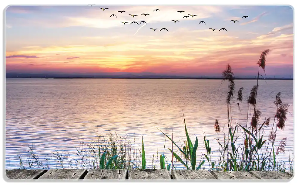 Frühstücksbrettchen Seepanorama mit Schilf und fliegenden Vögeln 2 Stück Finale Aktion
