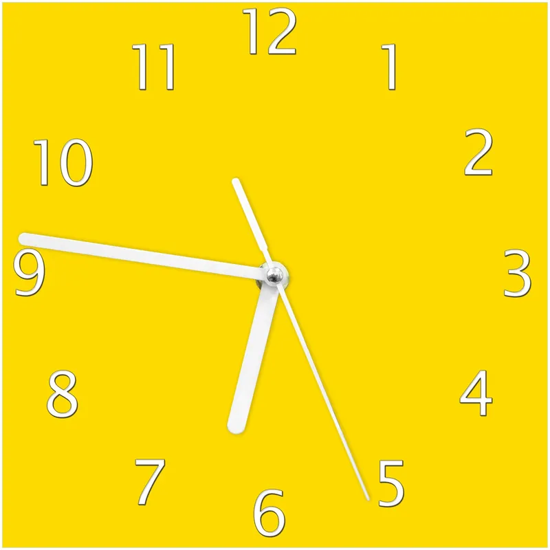 Wanduhr aus Glas Gelb mit schwarzen Zeigern, 30 x 60 cm Top-Angebot