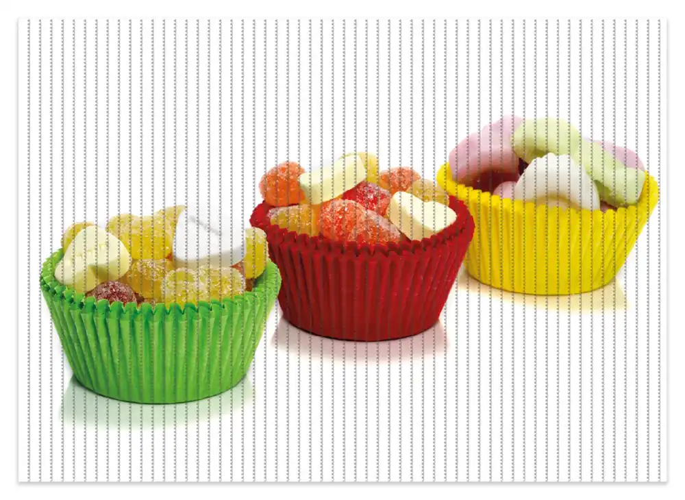 Jetzt Kaufen Duschmatte Sweets - Süßigkeiten-Muffins in der Küche 70 x 50 cm