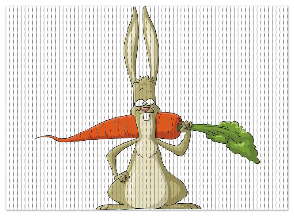 Kostenloser Versand Duschmatte Lustiger Hase mit Möhre im Comic Stil 90 x 65 cm