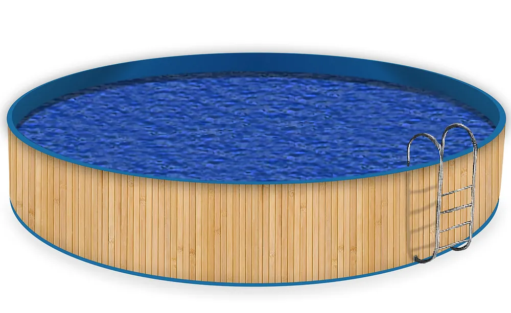 Poolverkleidung Holzpanele hell 1,0 m x 15 m, mit vormontierten Ösen Neue Kollektion