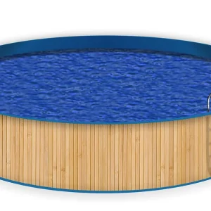 Billig Poolverkleidung Holzpanele hell 0,8 m x 12 m, mit vormontierten Ösen