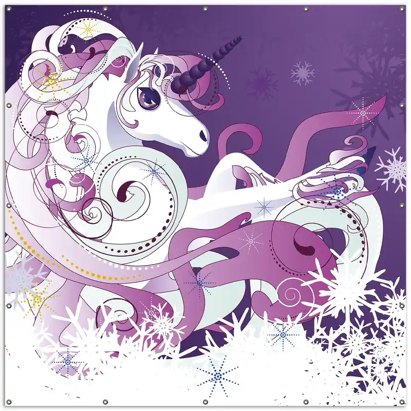 Neue Kollektion Gartenposter Einhorn in lila und pink Rund. 90 cm Durchmesser