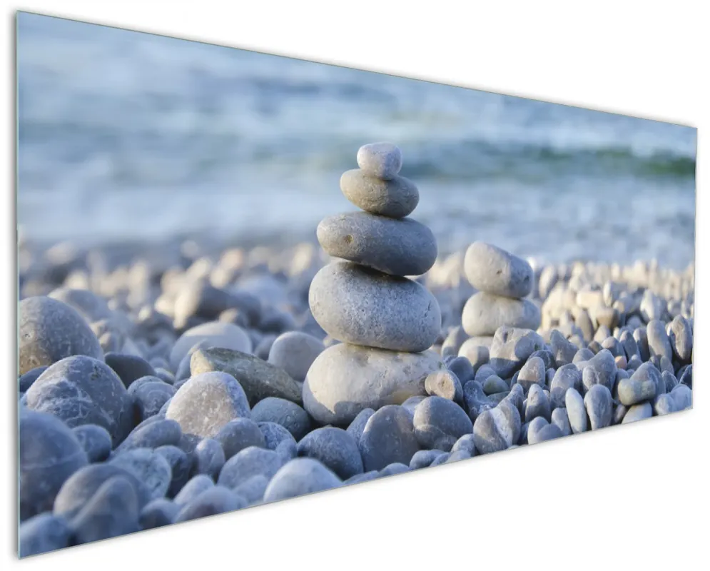 Wochenendangebot Küchenrückwand Steinstapel am Strand aus Glas, 90 x 60 cm