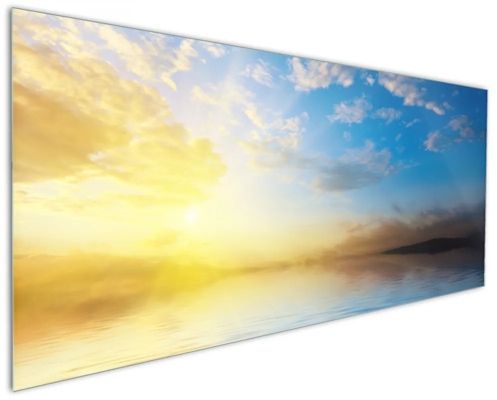 Preisreduziert Küchenrückwand Sonnenuntergang über dem Meer I aus Glas, 90 x 60 cm