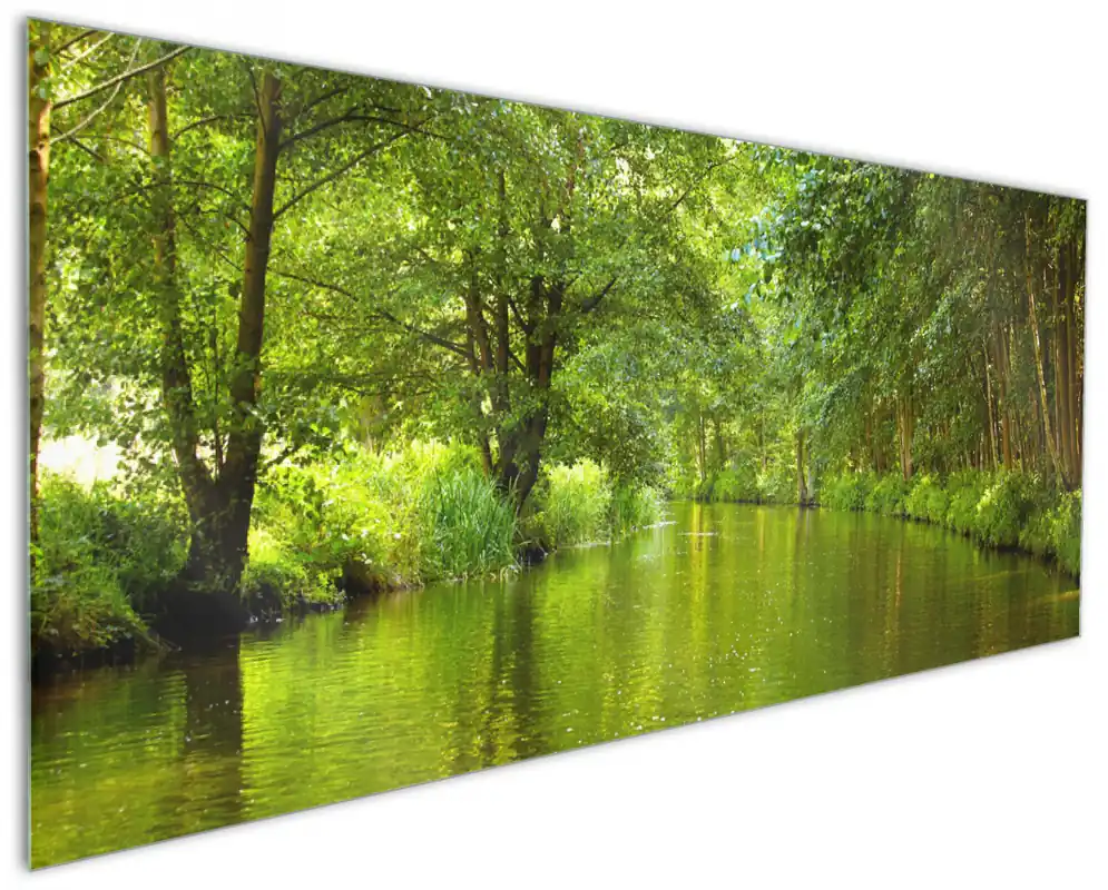 Küchenrückwand Spreewald in Brandenburg grüne Wälder und Spiegelungen im Wasser aus Glas, 125 x 50 cm Nur Für Kurze Zeit