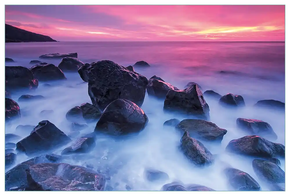 Knallerangebot Küchenrückwand Felsen im Meer bei Sonnenuntergang aus Glas, 125 x 50 cm