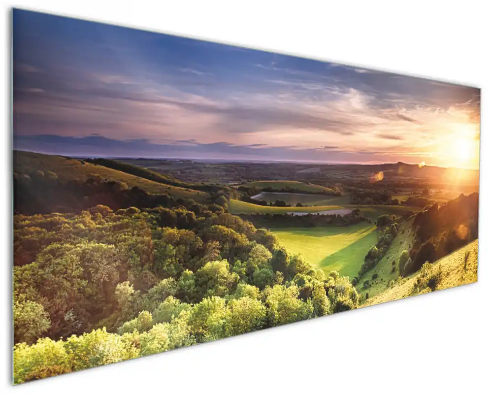 Sofort Bestellen Küchenrückwand Farbenfroher Sonnenuntergang in England aus Glas, 90 x 60 cm