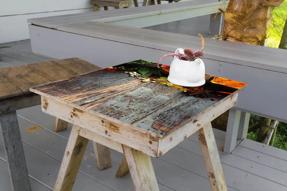 Solange Der Vorrat Reicht Selbstklebende Möbelfolie Gewürze auf Holz - uriger Holztisch in der Küche 50 x 50 cm