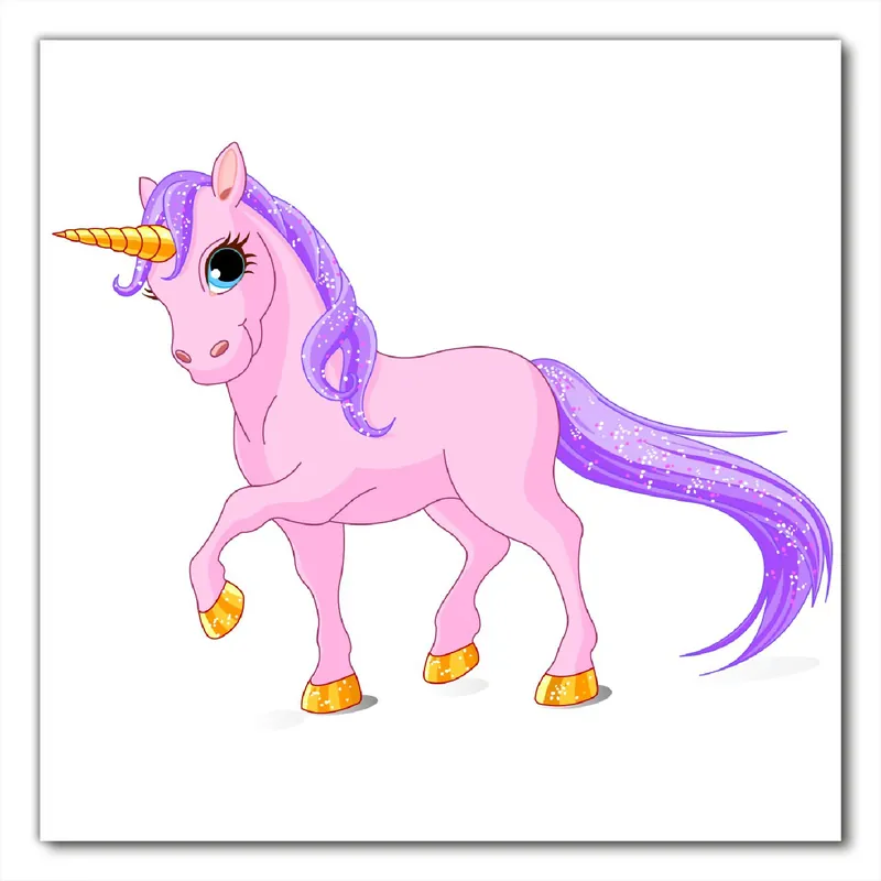 Billig Selbstklebende Möbelfolie Einhorn in rosa mit Schweif in lila 60 x 60 cm