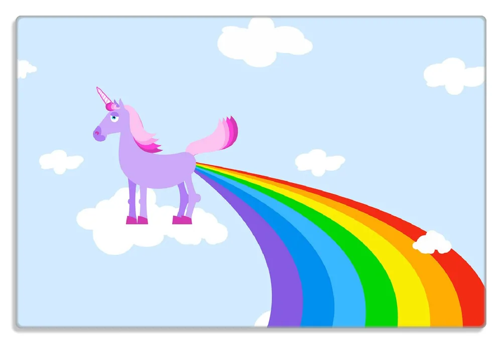Jetzt Bestellen Frühstücksbrettchen Einhorn mit Regenbogen aus dem Hintern 2 Stück