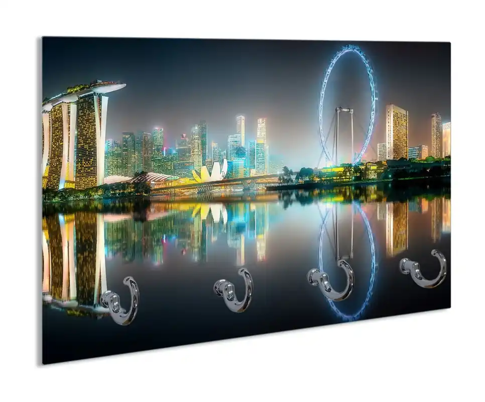 Solange Der Vorrat Reicht Schlüsselbrett Singapur bei Nacht