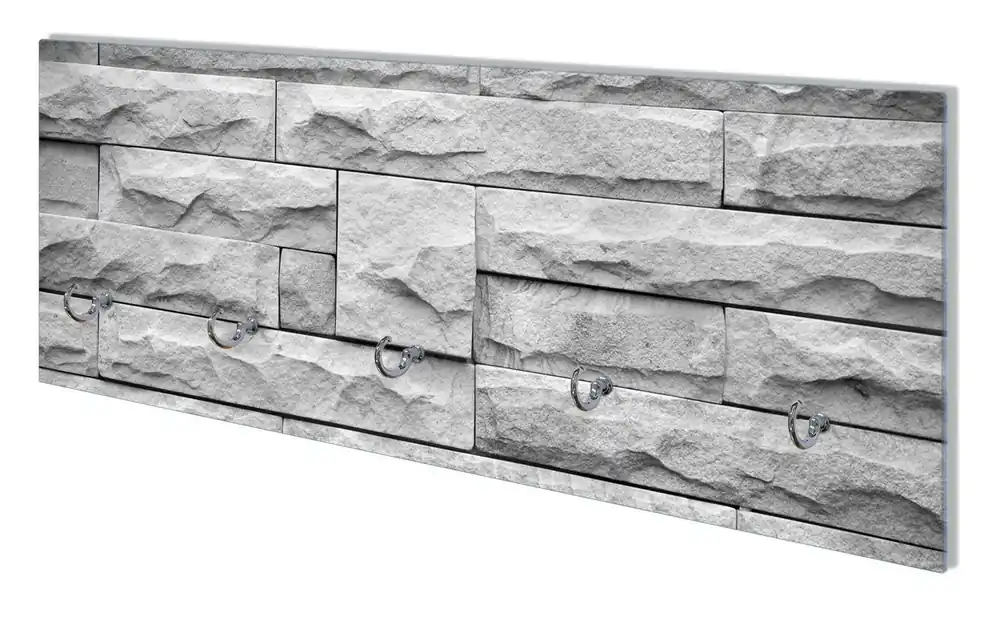 Wandgarderobe aus Glas Steinwand grau Ausverkauf