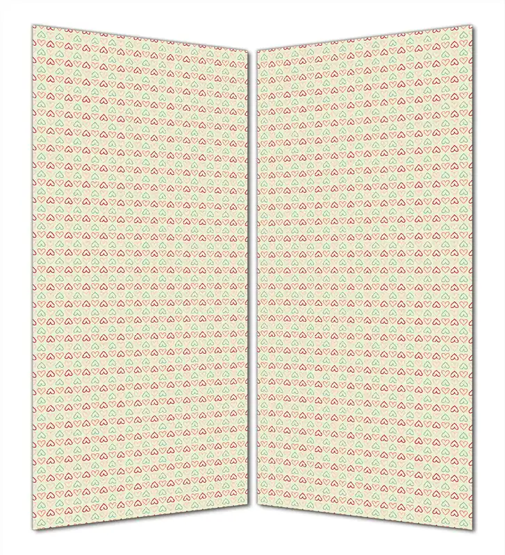 Duschrückwand Muster Herzen in rot, gelb und grün, symmetrisch angeordent 80 x 190 cm Kostenloser Versand
