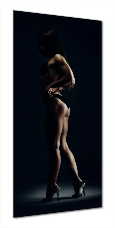 Rabatt Duschrückwand Sexy Frau im Dunkeln - Schatten, Silhouetten, Muskeln 90 x 180 cm