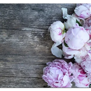 Ausverkauf Wasserfestes Poster Pinke Blumen auf Holz 70 x 100 cm, selbstklebende Folie mit Schutzlaminat